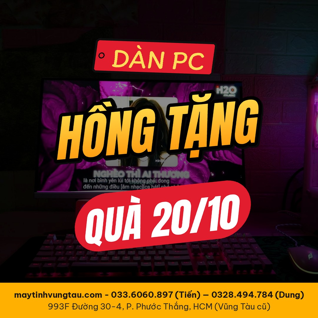 Dàn PC Màu Hồng Tặng Đồng Hồ LED Decor Nhân Dịp 20/10